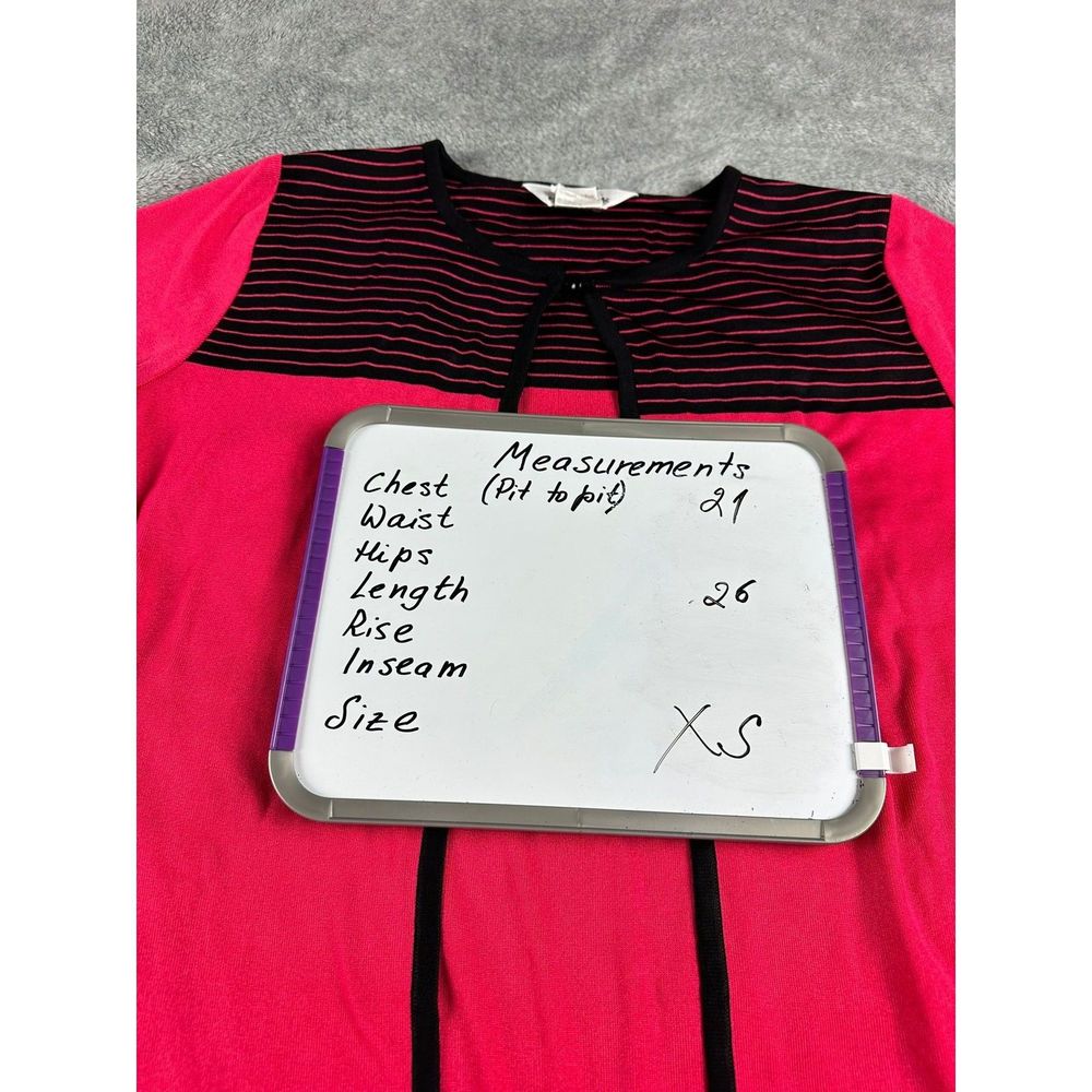 Exclusively Misook Knit Cardigan Sweater Pink Black Size XS Single Button Cozy - Picture 5 of 6